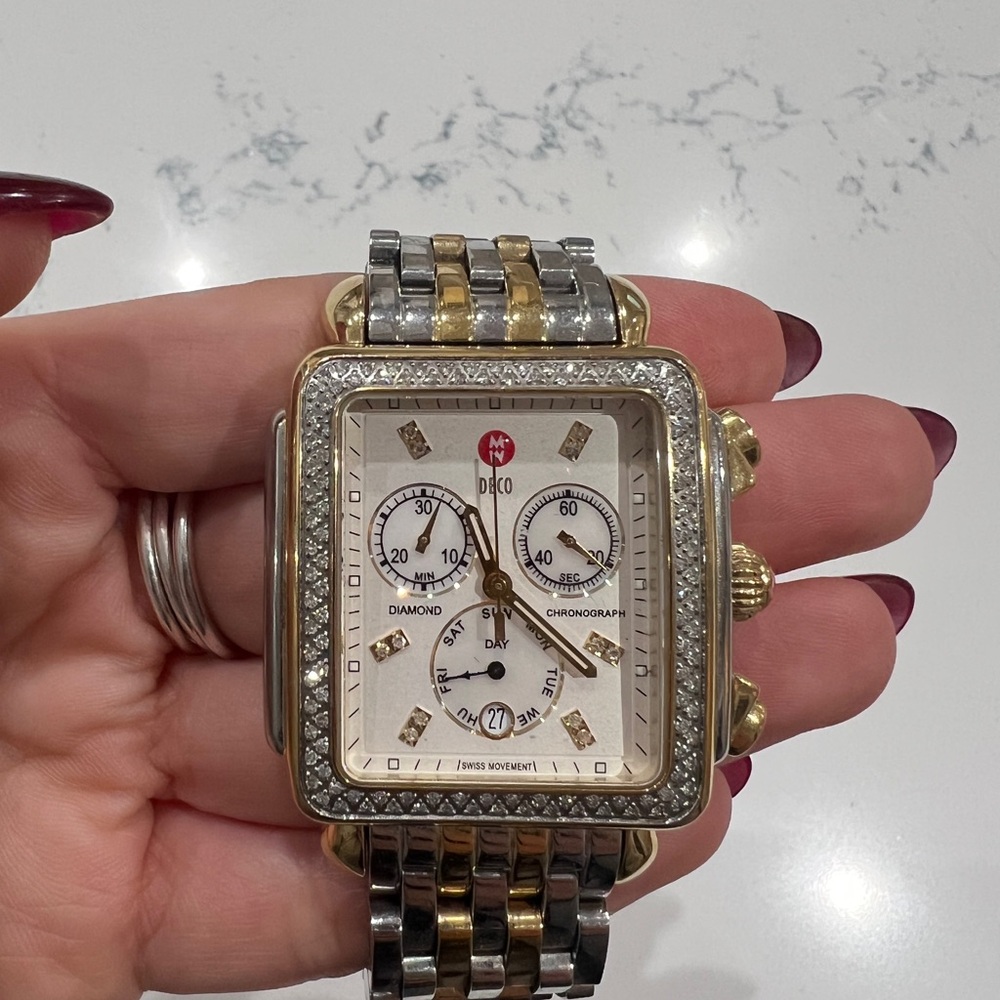 Michele Deco Two-Tone 18K Gold-Plated Diamond Watch
